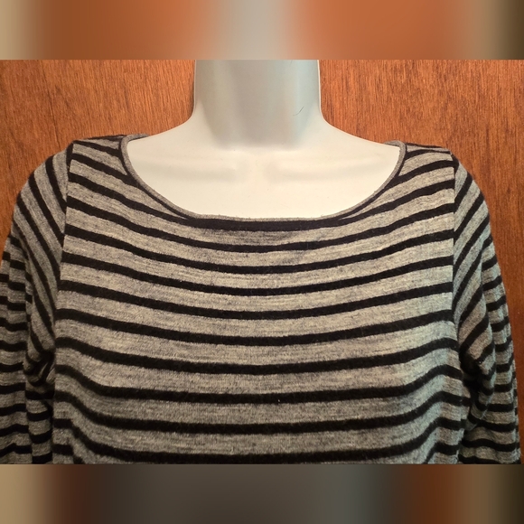 Alice + Olivia Black & Gray Striped Mini Dress SzL - Picture 4 of 7